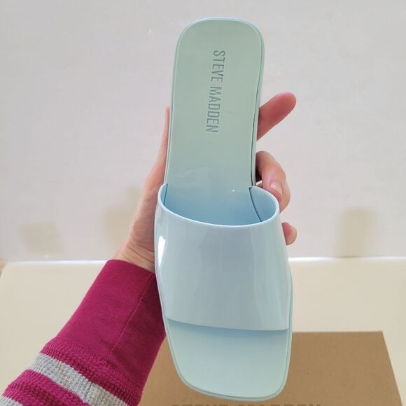 Steve Madden Harlin Blue Jelly Open Toe Slide Sandal - Picture 9 of 14